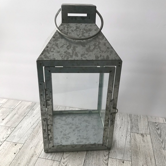 Rustic Gray Metal Lantern - Picture 3 of 5